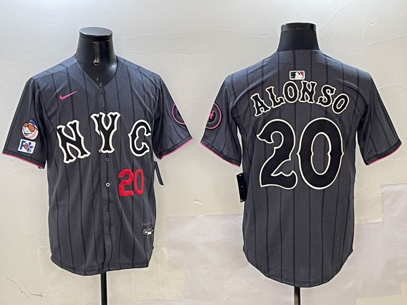 Men New York Mets #20 Alonso Black City Edition 2025 Nike MLB Jersey style 5->new york mets->MLB Jersey